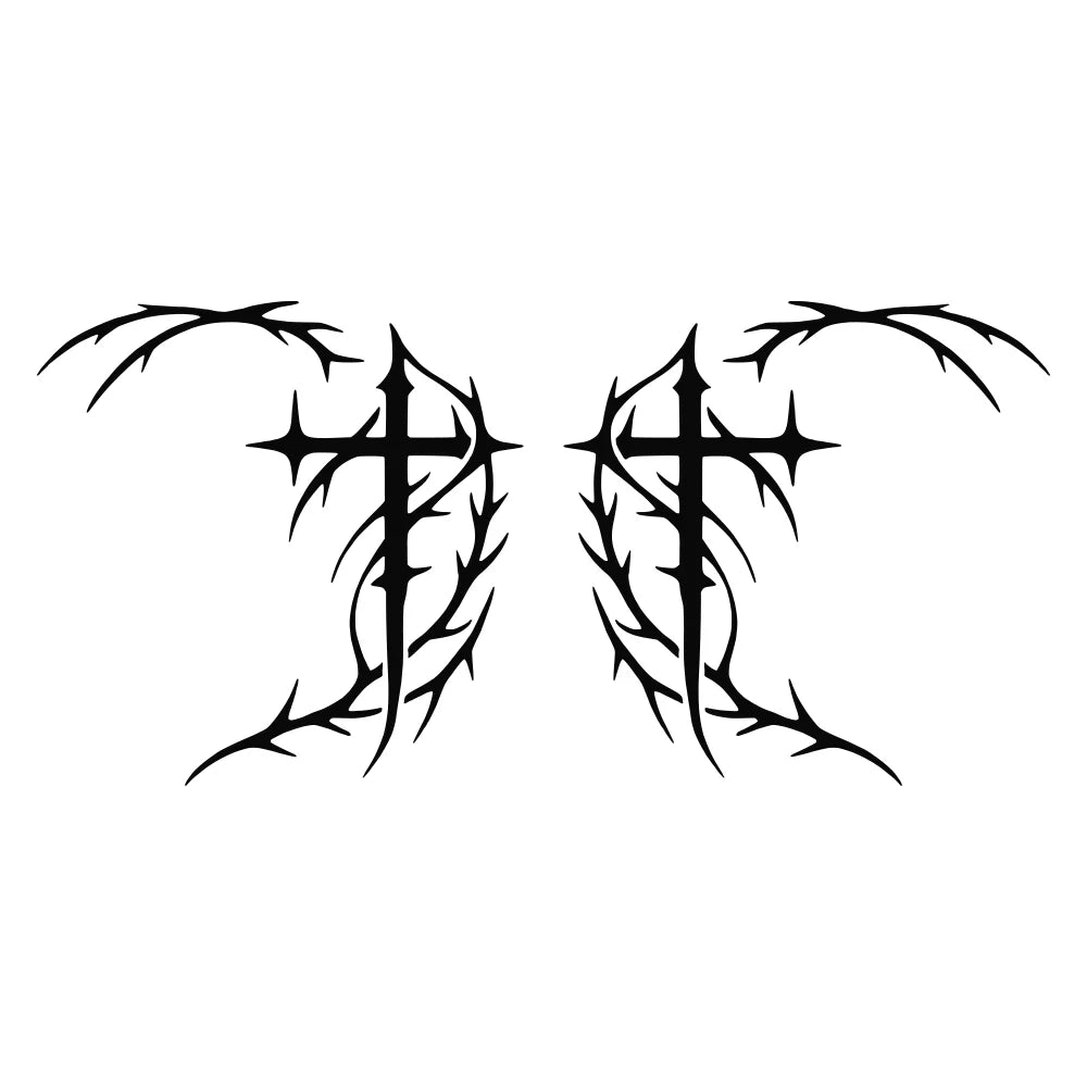 1 Pair Dark Aesthetic Cybersigilism Cross Car Rear View Mirror Decals Gothic Sigil Car Mirror Stickers