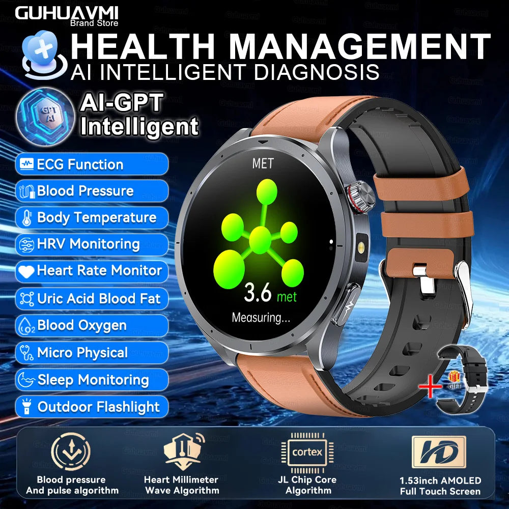 Smartwatch de Saúde 2026 — Análise de Gordura Corporal, ECG+PPG, Pressão Arterial e Oxigênio no Sangue