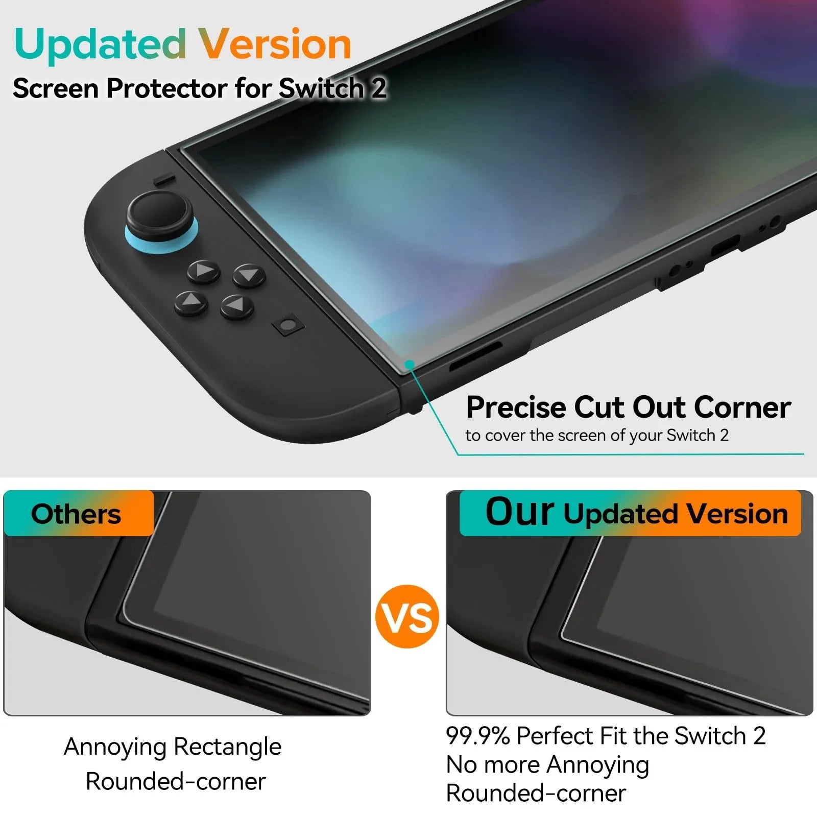 NS2 HD Tempered Glass Screen Protector for Switch 2, Transparent Anti-scratch Screen Protector for 2025 New Switch2