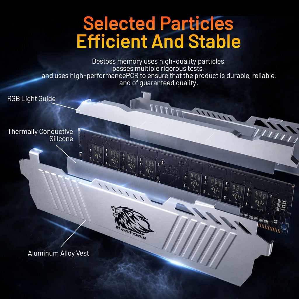 Bestoss RGB Memoria DDR4 8GB 16GB 32GB(2x16GB) XMP 2.0 3200MHz CL18 288pin 1.2V Dual-channel DIMM Memory RAM For Desktop PC