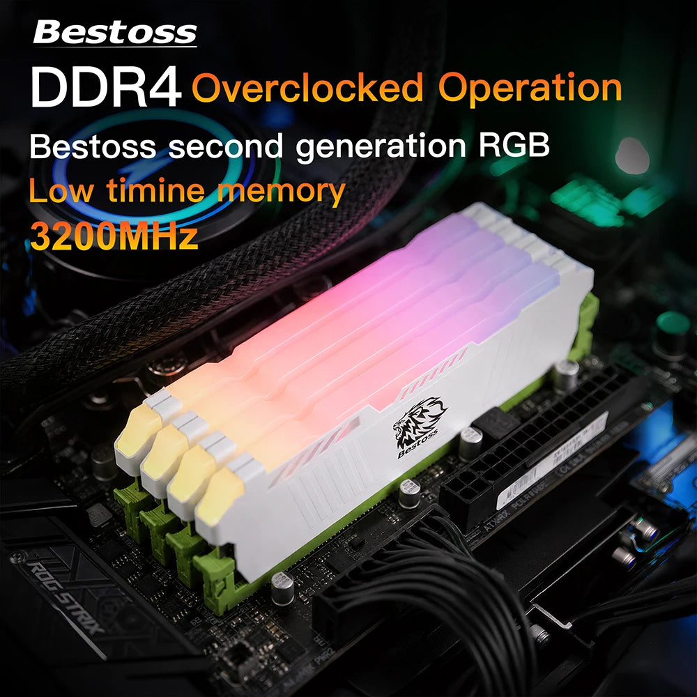 Bestoss RGB Memoria DDR4 8GB 16GB 32GB(2x16GB) XMP 2.0 3200MHz CL18 288pin 1.2V Dual-channel DIMM Memory RAM For Desktop PC