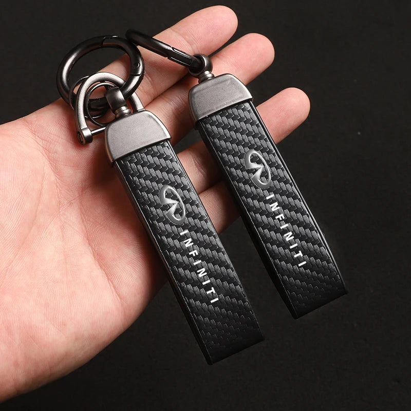 Car Carbon Fiber Style Keychain Microfiber Leather Key Chain For Infiniti QX55 QX50 QX60 Q50 Q70L QX30 QX80 Q60 Q70 QX70 Q30 Q60