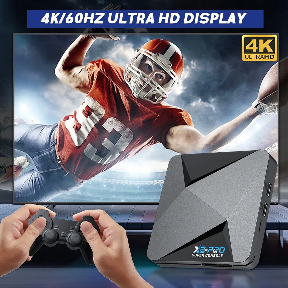 KINHANK Super Console X2 Pro Retro Video Game Console with 37000 Video Games for PS1/DC/MAME/SS with Gamepad Kid Gift Game Box
