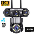 10K 20MP Home Security Outdoor WiFi Camera 4 Lens 4 Screen 360° 16X Zoom CCTV Wireless Surveillance PTZ Cam Security Protection