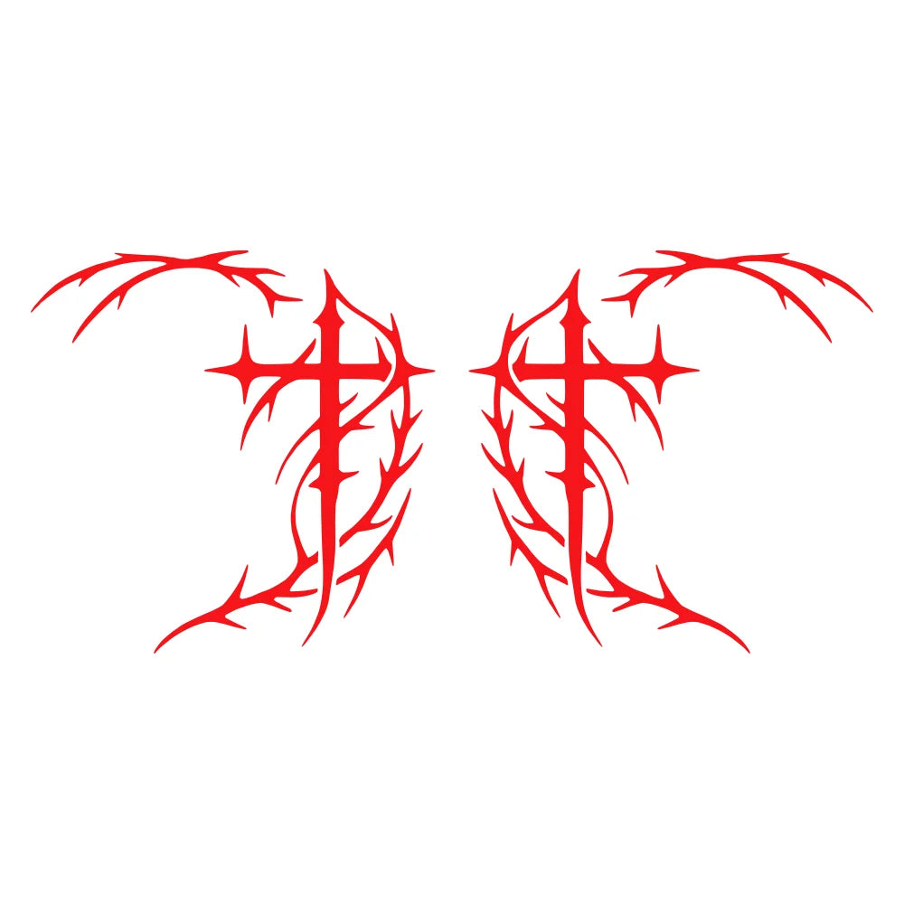 1 Pair Dark Aesthetic Cybersigilism Cross Car Rear View Mirror Decals Gothic Sigil Car Mirror Stickers