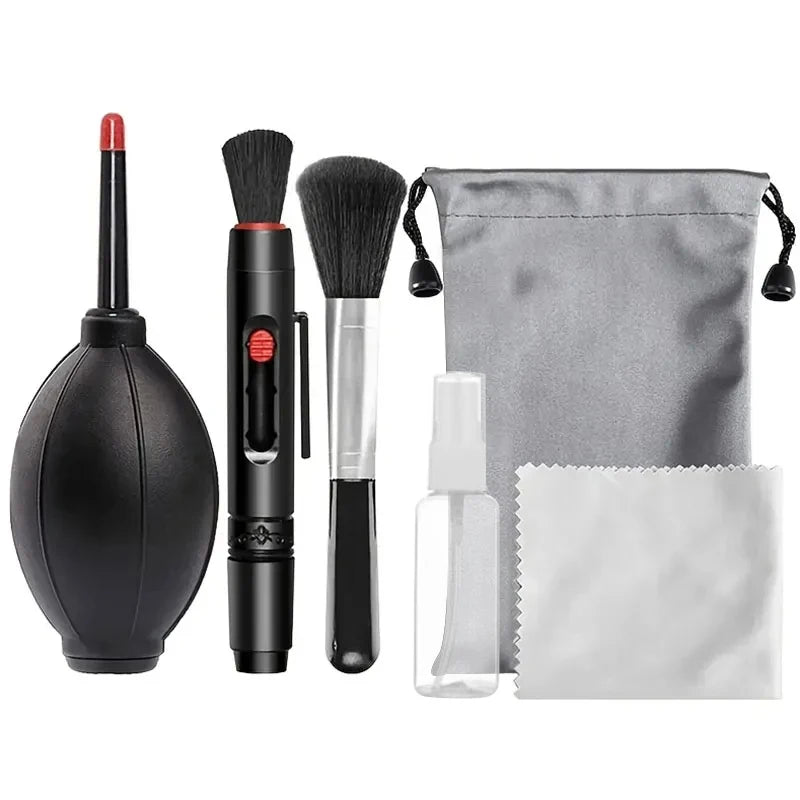 6-In-1 Digital Camera Cleaning Kit Professional Air Blower DSLR Lens Cloth Pen Brush Cleaning Tool For CCD Sensor Lens Keyboards