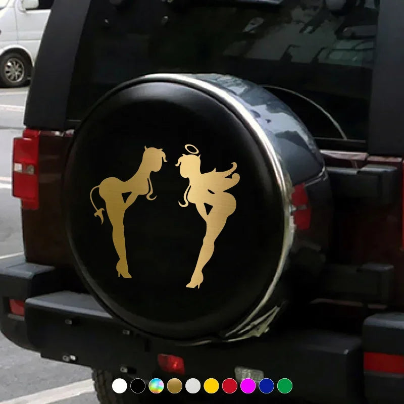 2PCS Cool Angel & Devil Silhouette Sticker for Car Motorcycle, Multiple Color Options, Enhance Auto Moto Exterior Individuality