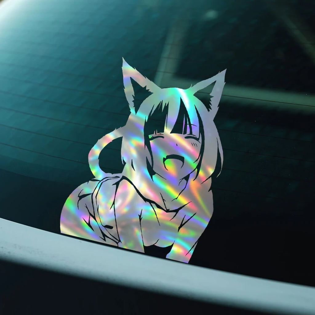 Anime Cat Girl Decal, Car, Truck, Windshield, Laptop, Vinyl, Decal, Accessories, Gifts, JDM, Slap, Personalized, Cat, Girl
