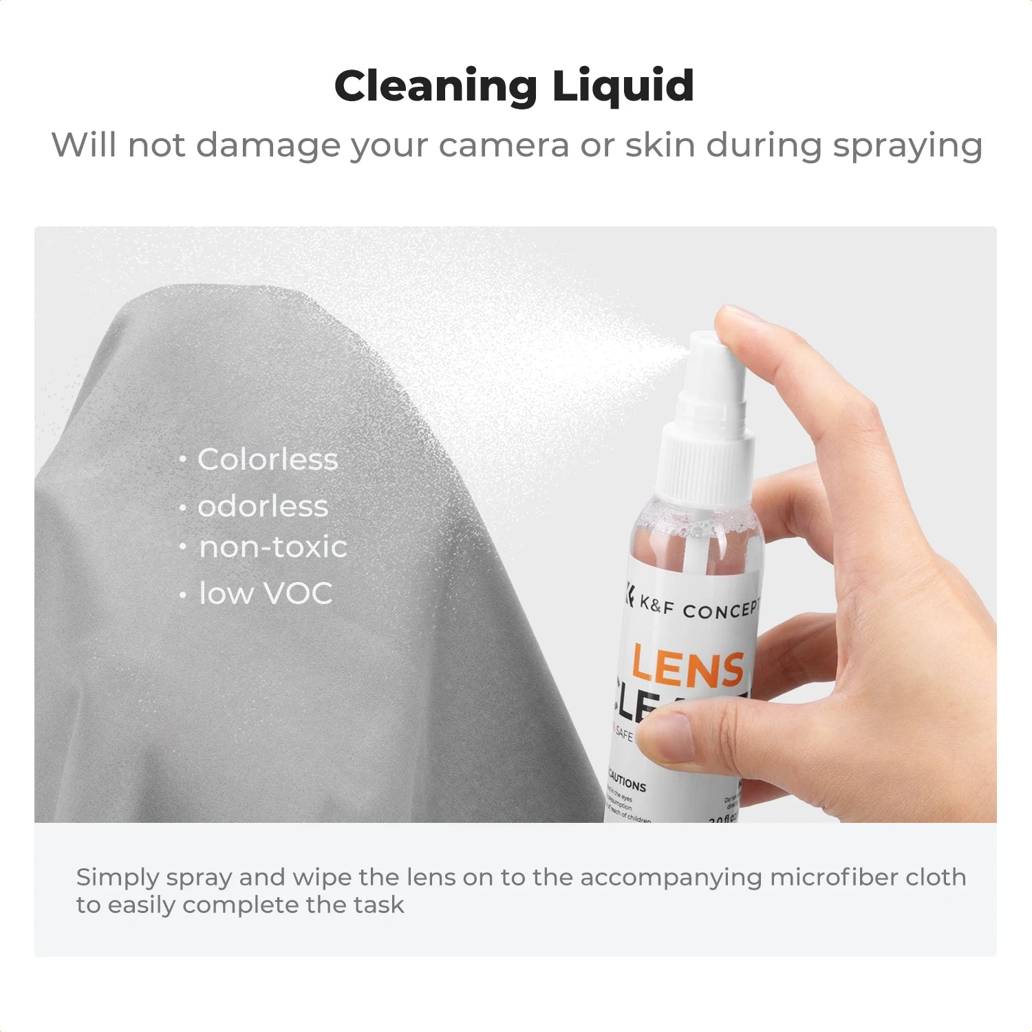 K&F CONCEPT Camera Lens Cleaning Kit with Camera Blower Glasses Wipes Cloth Cleaning Liquid Cleaning Pen for Camera Lens Phone