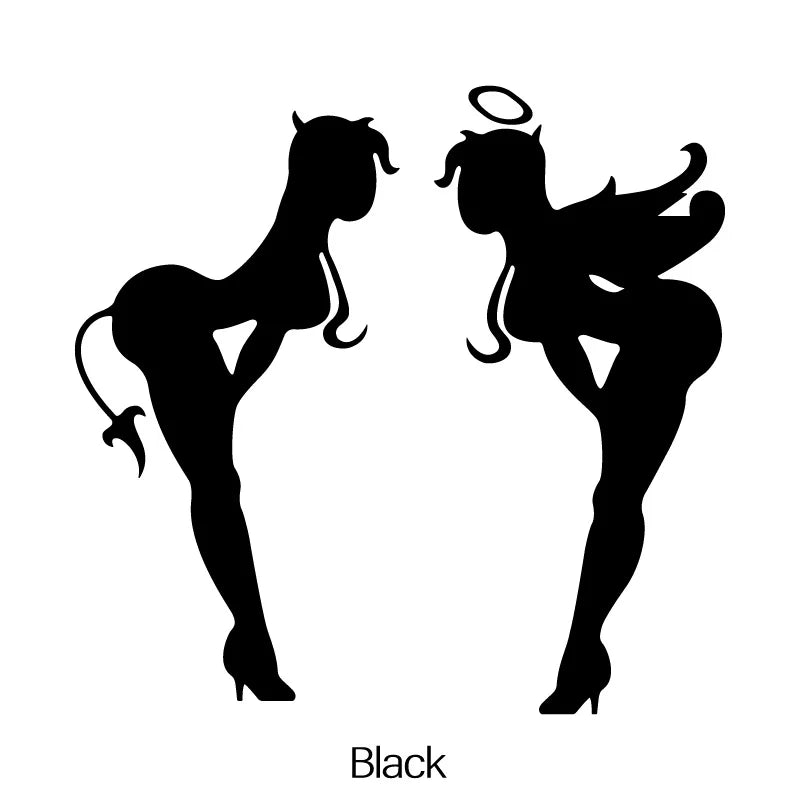 2PCS Cool Angel & Devil Silhouette Sticker for Car Motorcycle, Multiple Color Options, Enhance Auto Moto Exterior Individuality