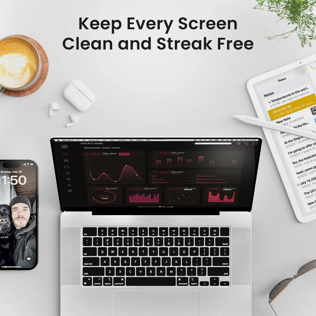 Streak-Free Screen Cleaner Spray Kit & Microfiber Cloth for Smart TV LCD LED OLED Monitor Laptop Tablet IPad Car Cleaning 60ml
