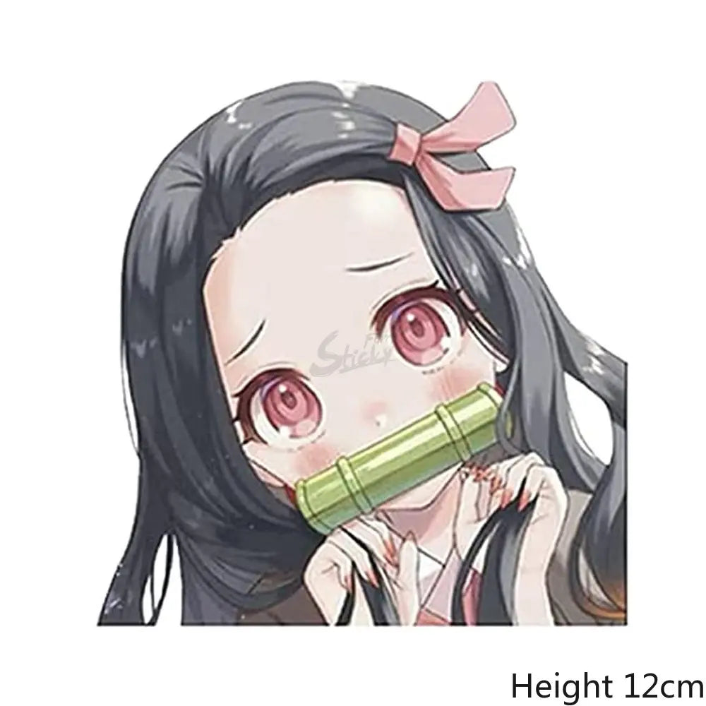 Demon Slayer Anime Stickers Cute Peek Car Sticker Waterproof Sunscreen Stickers Laptop Window Trunk Sticker
