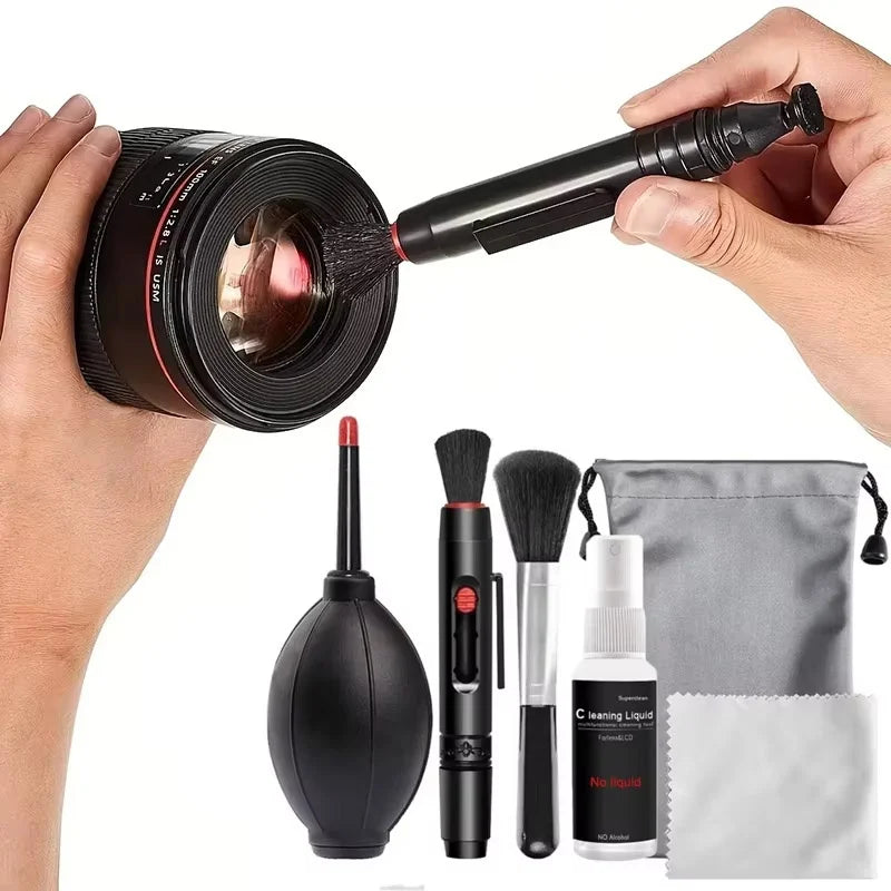 6-In-1 Digital Camera Cleaning Kit Professional Air Blower DSLR Lens Cloth Pen Brush Cleaning Tool For CCD Sensor Lens Keyboards