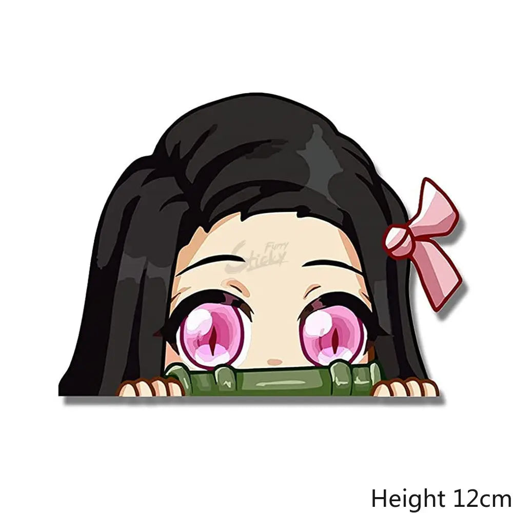 Demon Slayer Anime Stickers Cute Peek Car Sticker Waterproof Sunscreen Stickers Laptop Window Trunk Sticker