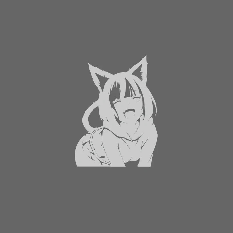 Anime Cat Girl Decal, Car, Truck, Windshield, Laptop, Vinyl, Decal, Accessories, Gifts, JDM, Slap, Personalized, Cat, Girl