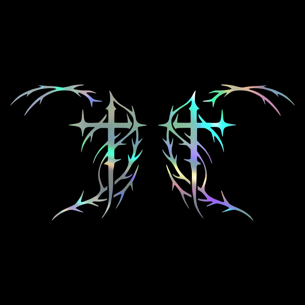 1 Pair Dark Aesthetic Cybersigilism Cross Car Rear View Mirror Decals Gothic Sigil Car Mirror Stickers