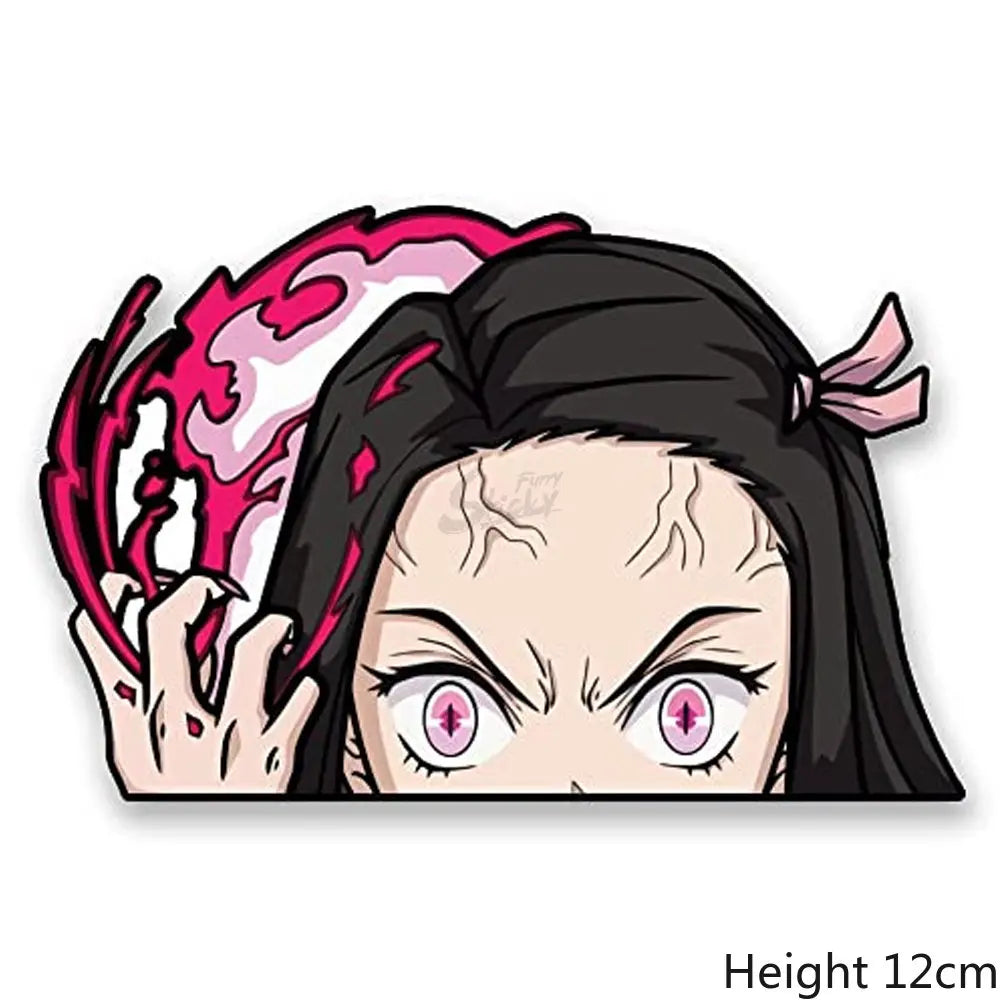 Demon Slayer Anime Stickers Cute Peek Car Sticker Waterproof Sunscreen Stickers Laptop Window Trunk Sticker