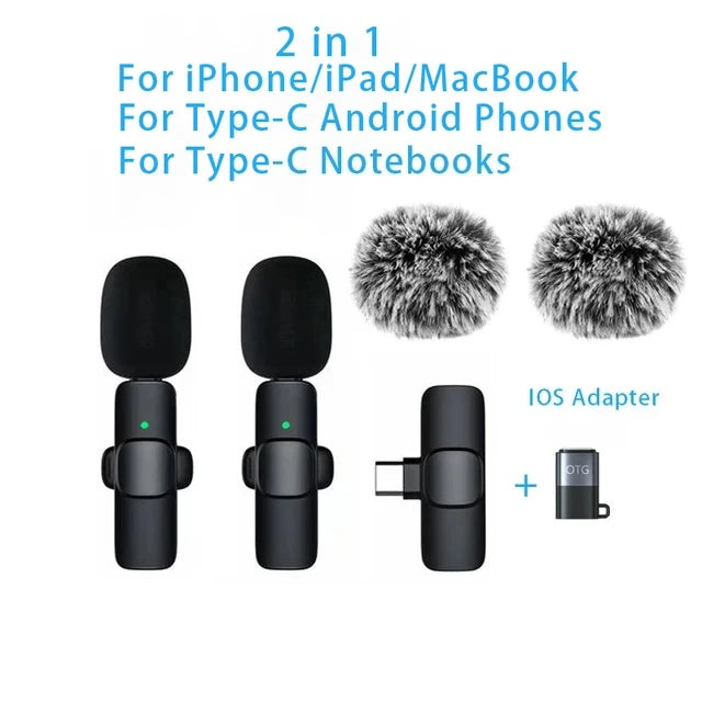 Wireless Lavalier Lapel Microphone for iPhone, iPad, Mini Video Recording Mic for Interview Video Podcast Vlog Noise Reduction