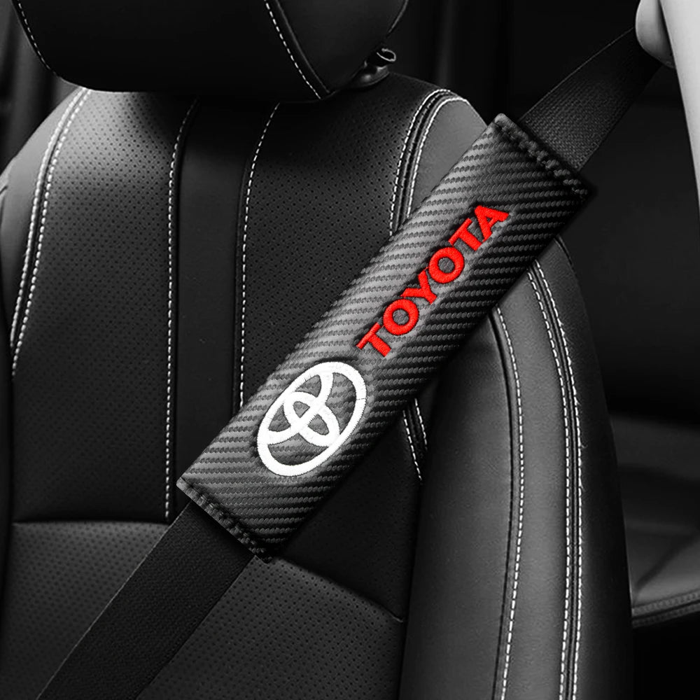 Auto sticker For Toyota Camry Car Seat Belt Cover Carbon Fiber Leather Shoulder Protection Cover Corolla E150 Rav4 Mark 2 Reiz