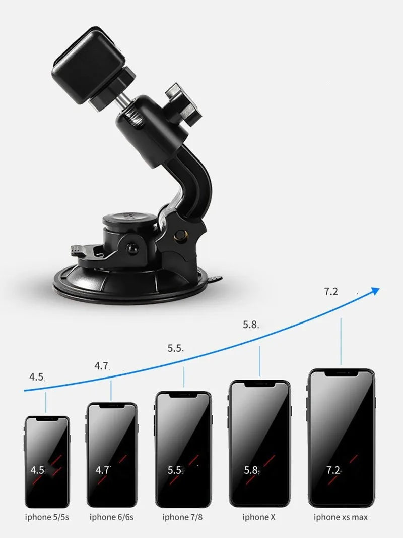 Suporte Veicular para Celular com Ventosa — Tripé Mini para Parabrisas, Dashboard e Parede