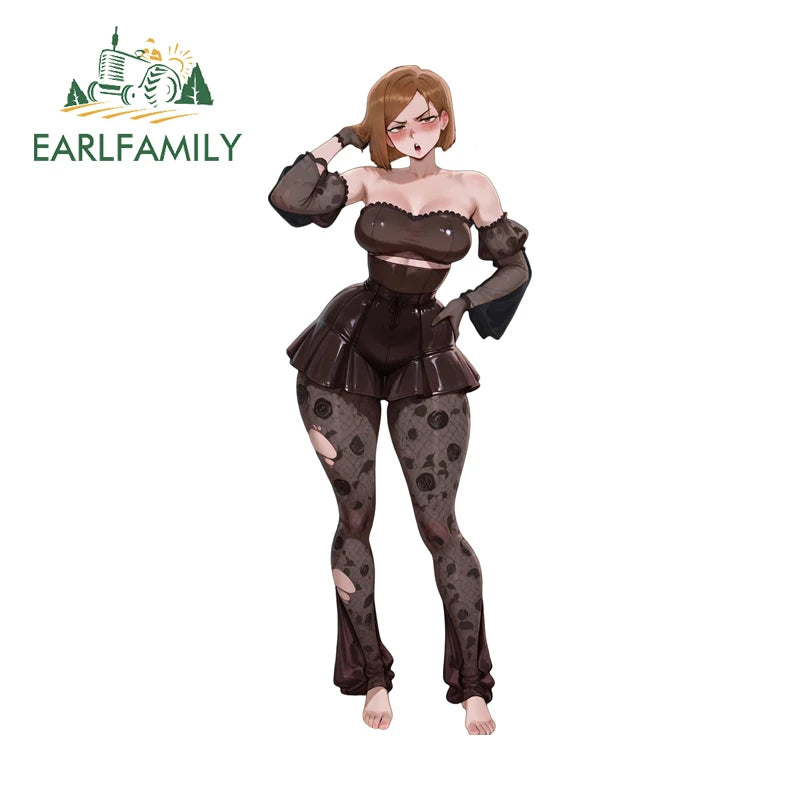 EARLFAMILY Shy Kugisaki Car Truck Decal Graffiti Lace Skirt Car Stickers Occlusion Scratch Anime Material Car Label For Caravan