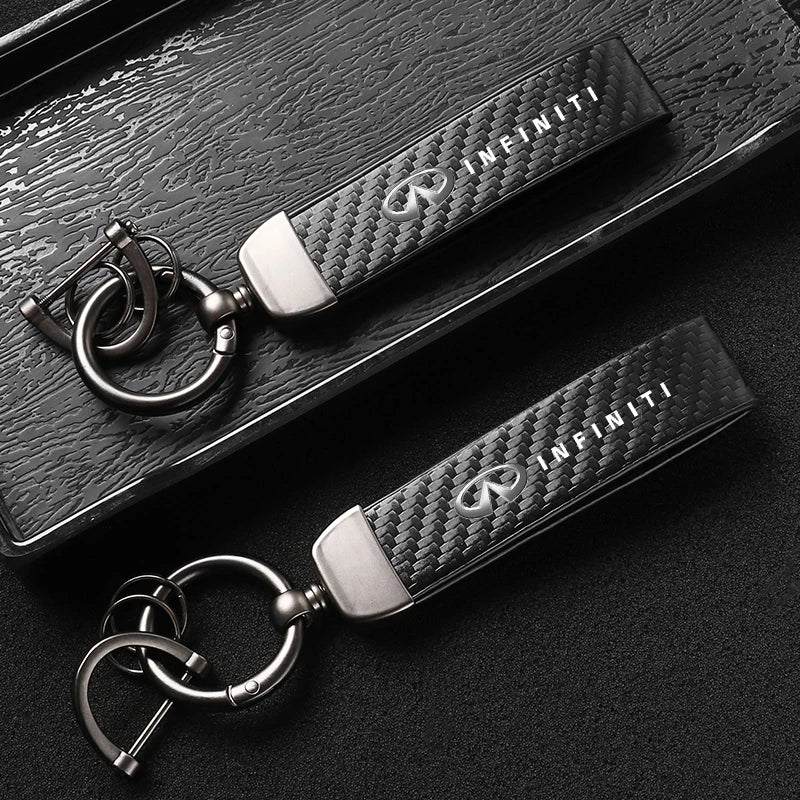 Car Carbon Fiber Style Keychain Microfiber Leather Key Chain For Infiniti QX55 QX50 QX60 Q50 Q70L QX30 QX80 Q60 Q70 QX70 Q30 Q60