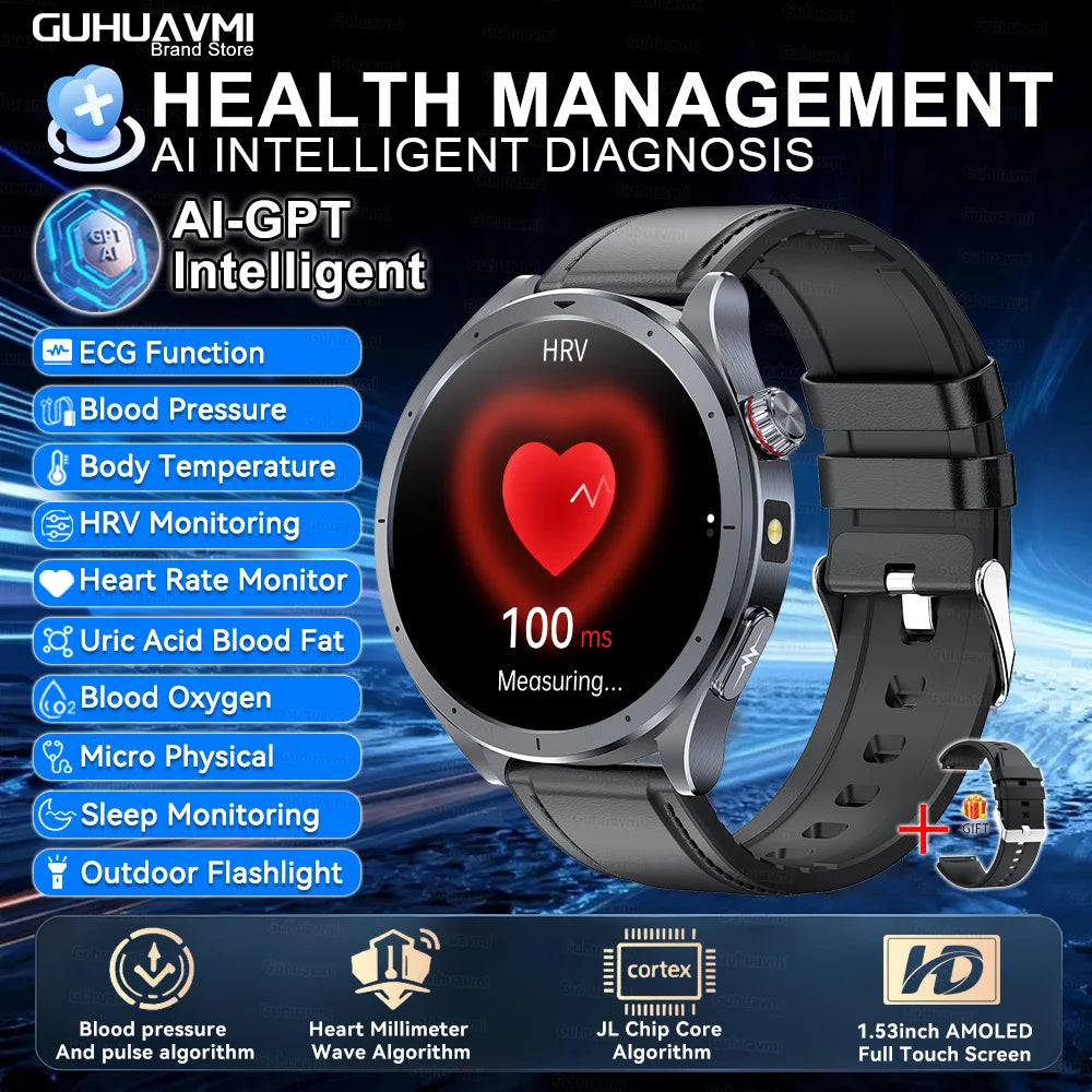 Smartwatch de Saúde 2026 — Análise de Gordura Corporal, ECG+PPG, Pressão Arterial e Oxigênio no Sangue