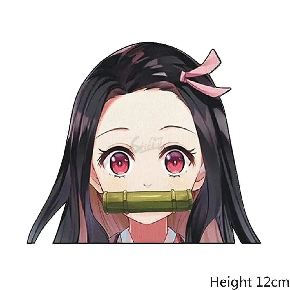 Demon Slayer Anime Stickers Cute Peek Car Sticker Waterproof Sunscreen Stickers Laptop Window Trunk Sticker