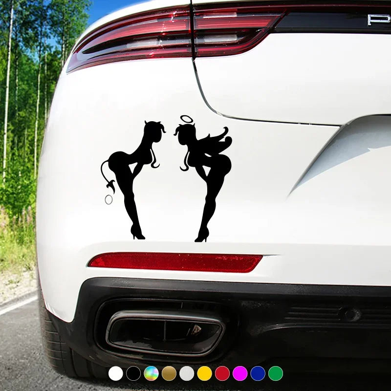 2PCS Cool Angel & Devil Silhouette Sticker for Car Motorcycle, Multiple Color Options, Enhance Auto Moto Exterior Individuality