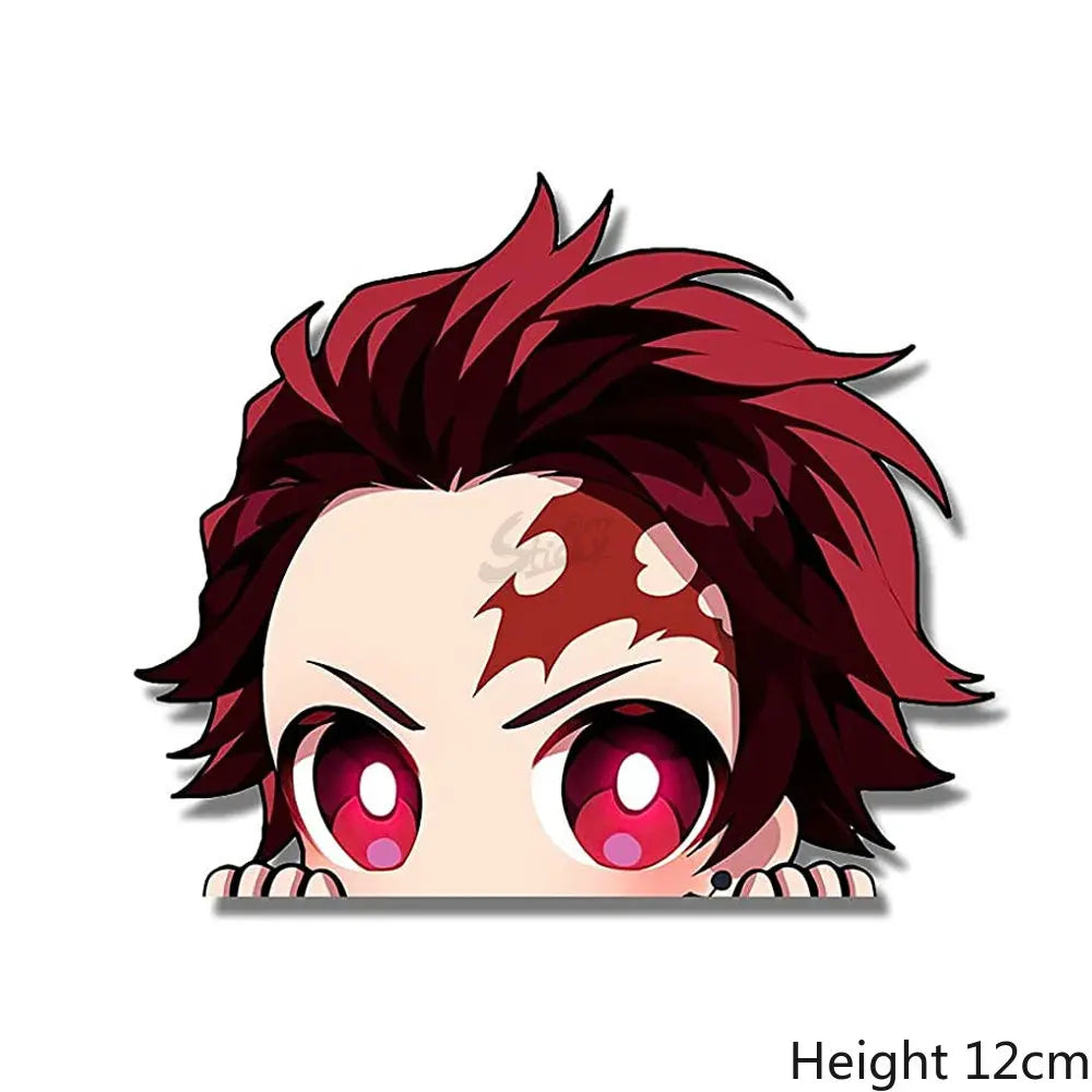 Demon Slayer Anime Stickers Cute Peek Car Sticker Waterproof Sunscreen Stickers Laptop Window Trunk Sticker