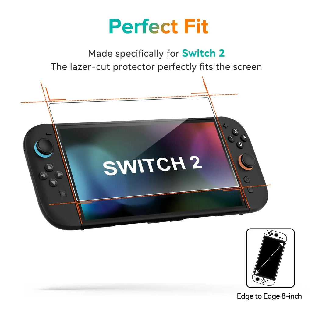 NS2 HD Tempered Glass Screen Protector for Switch 2, Transparent Anti-scratch Screen Protector for 2025 New Switch2