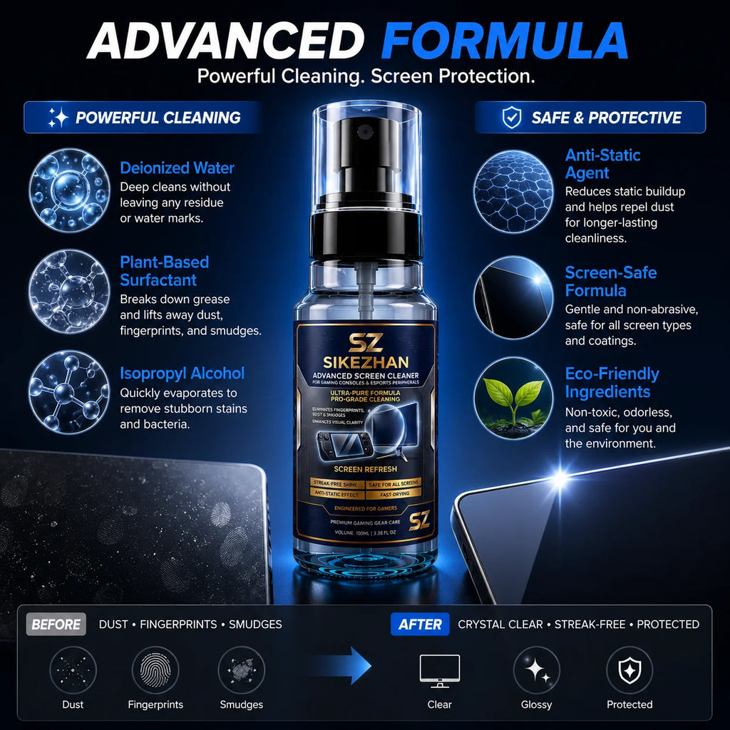 SIKEZHAN Advanced Screen Cleaner Kit for Gaming Consoles---Universal Screen Cleaner (Compatible with Various Devices) — 100ml