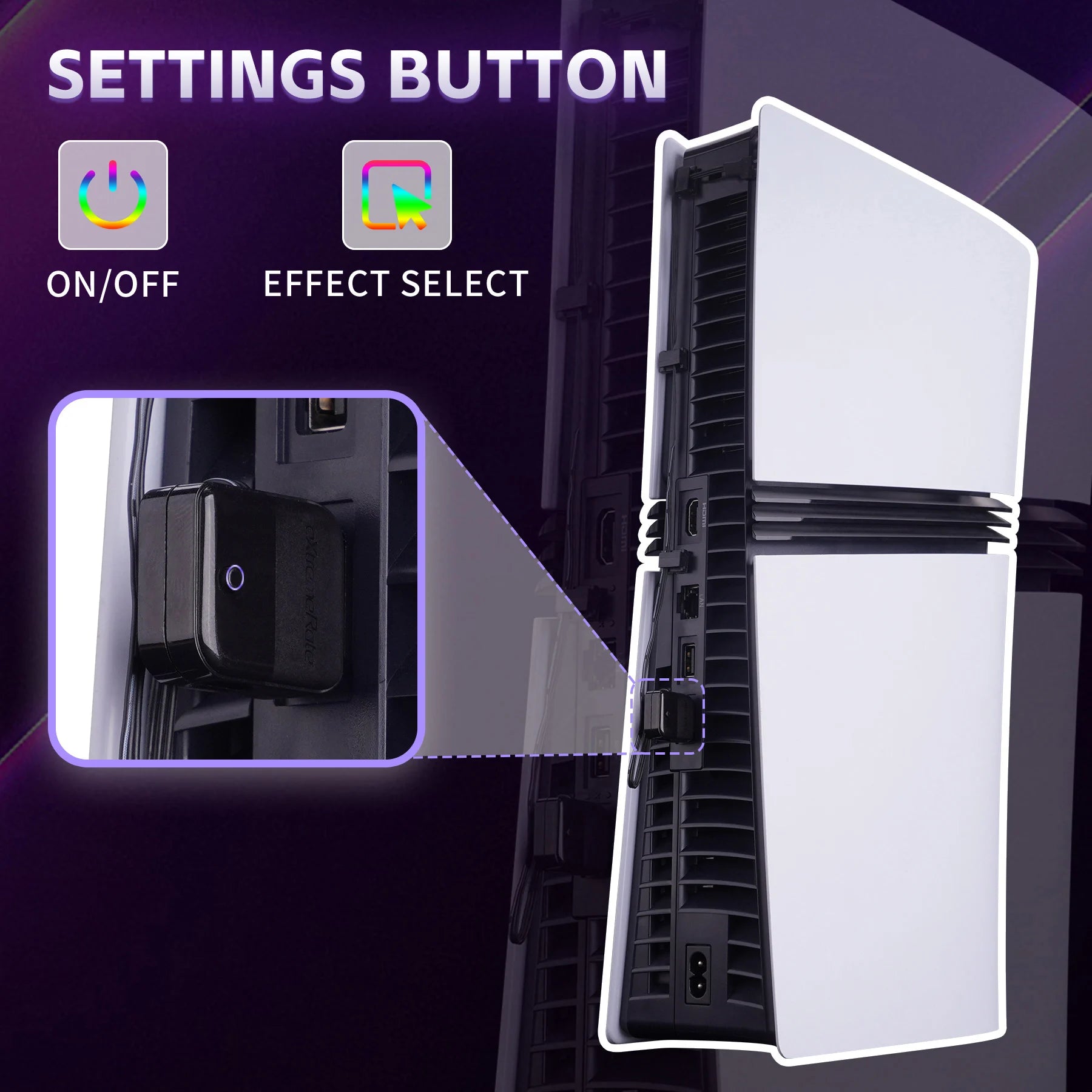 eXtremeRate for PS5 Slim/Pro Console RGB RAINBOW Logo LED Kit 7 Colors 40 Effects, Illuminated Decoration Logo LED