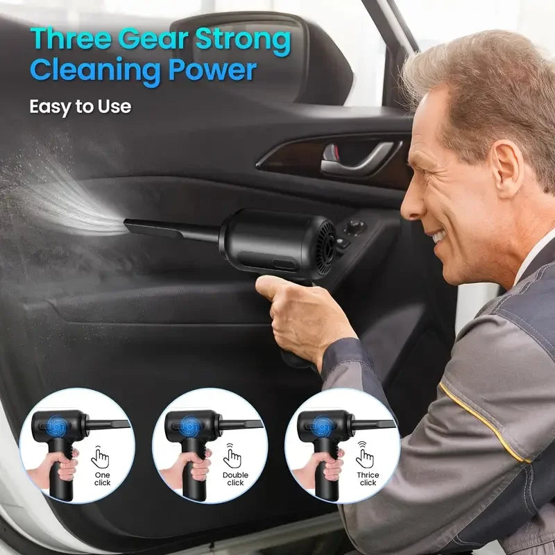 2 In 1 Compressed Air Duster Cordless Dust Blower Rechargeable Blow and Suck Vacuum Cleaner Electric For Computer Keyboard Sofa