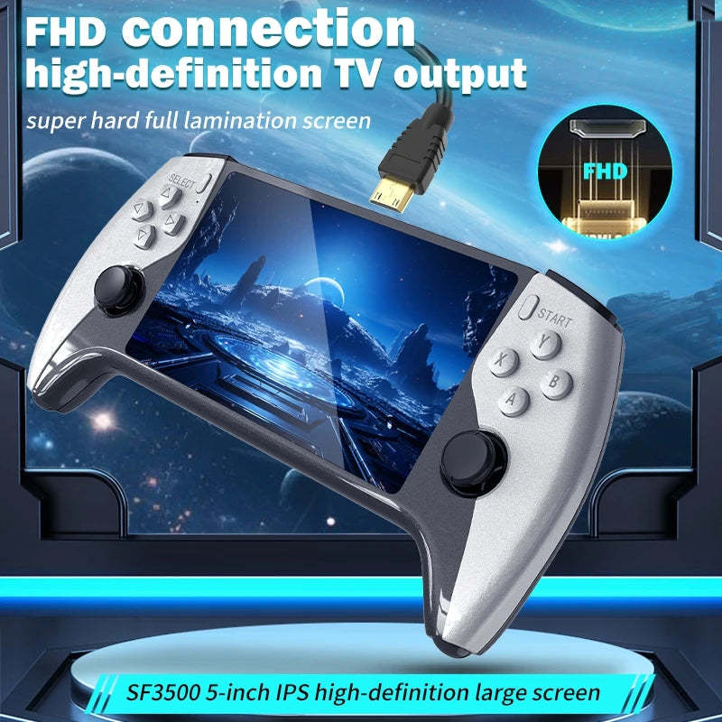 SF3500 Retro Handheld Video Game Console Linux System 5.0 Inch 854*480 IPS Screen 3000mAh Portable Pocket Video Player Games