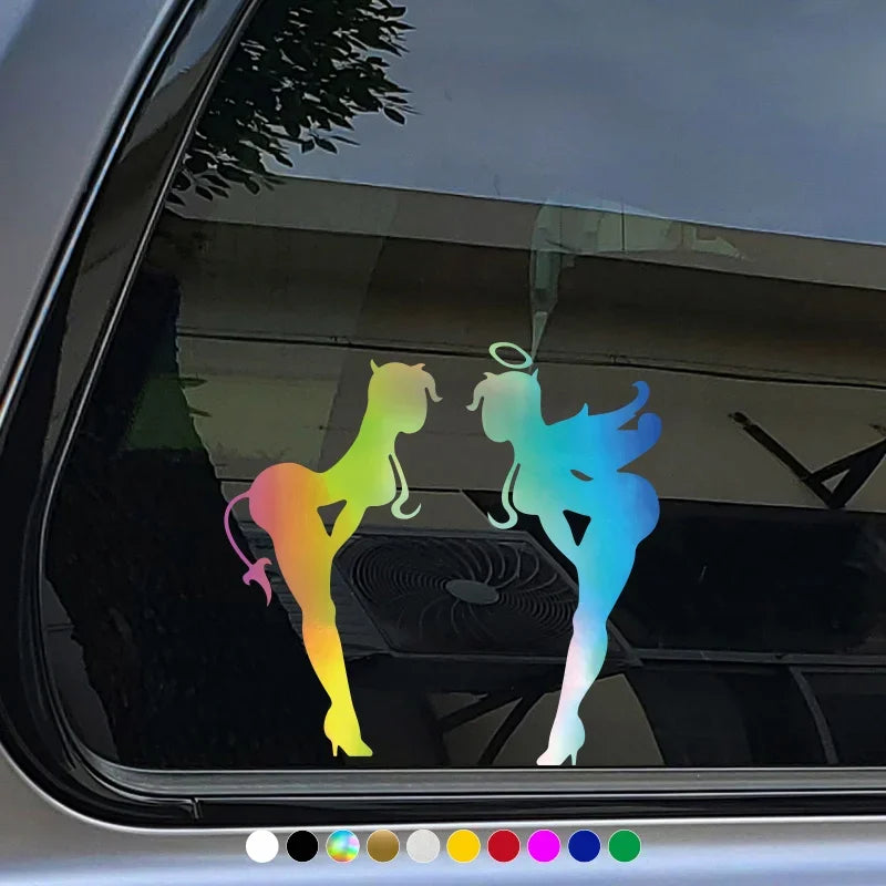 2PCS Cool Angel & Devil Silhouette Sticker for Car Motorcycle, Multiple Color Options, Enhance Auto Moto Exterior Individuality
