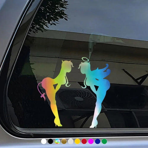 2PCS Cool Angel & Devil Silhouette Sticker for Car Motorcycle, Multiple Color Options, Enhance Auto Moto Exterior Individuality