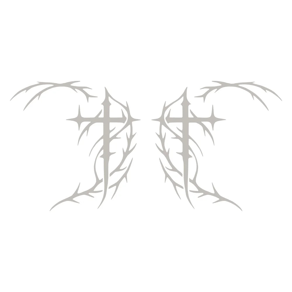 1 Pair Dark Aesthetic Cybersigilism Cross Car Rear View Mirror Decals Gothic Sigil Car Mirror Stickers
