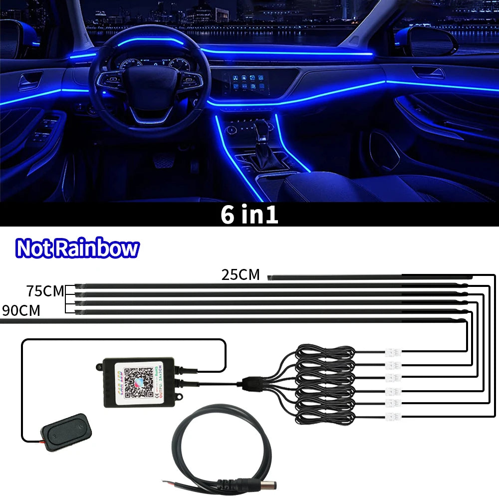 Symphony 18IN1 Car Ambient Light Colorful LED Neon Interior Rainbow Acrylic Light strip Decorative 10/6IN1 Car Atmosphere Light