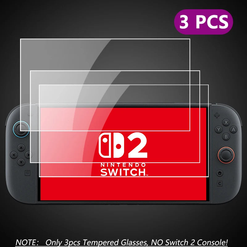 NS2 HD Tempered Glass Screen Protector for Switch 2, Transparent Anti-scratch Screen Protector for 2025 New Switch2