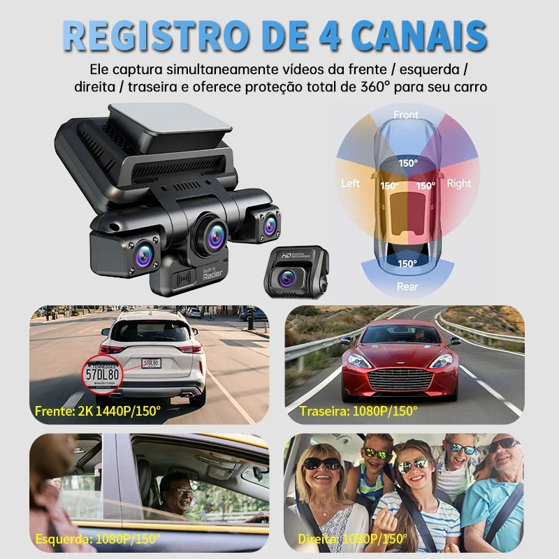 XUOIB 4CH GPS Dash Cam i9pro-wb Front 4K/2K+3*1080P for Car 360 DVR Camera 24H Parking Mode WiFi Video Recorder IR Night Vision