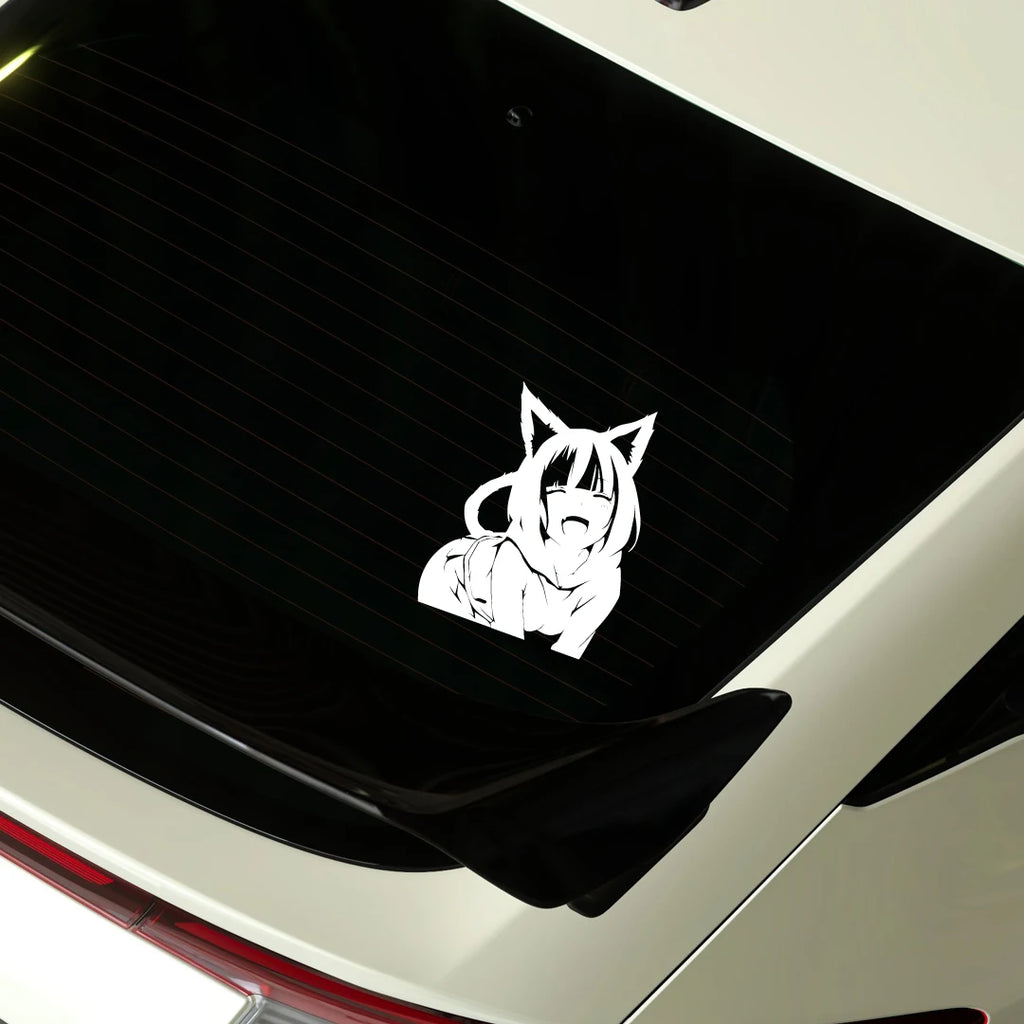 Anime Cat Girl Decal, Car, Truck, Windshield, Laptop, Vinyl, Decal, Accessories, Gifts, JDM, Slap, Personalized, Cat, Girl
