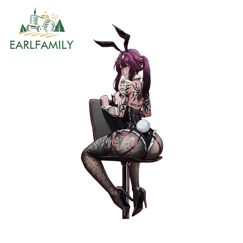 EARLFAMILY Kafka Bunny Car Accessoires Honkai Star Rail Anime Tattoo Sitting Toolbox Decal Caravan Sticker Waterproof Decor