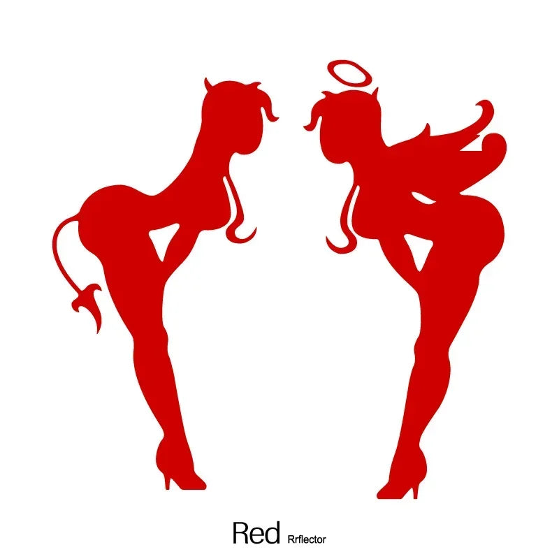 2PCS Cool Angel & Devil Silhouette Sticker for Car Motorcycle, Multiple Color Options, Enhance Auto Moto Exterior Individuality