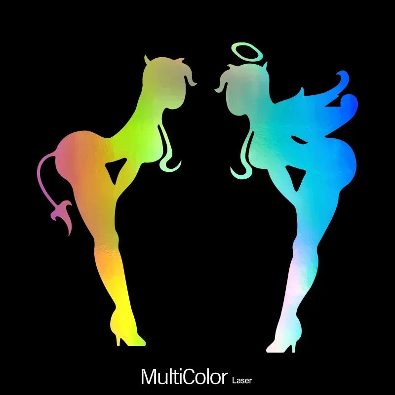2PCS Cool Angel & Devil Silhouette Sticker for Car Motorcycle, Multiple Color Options, Enhance Auto Moto Exterior Individuality