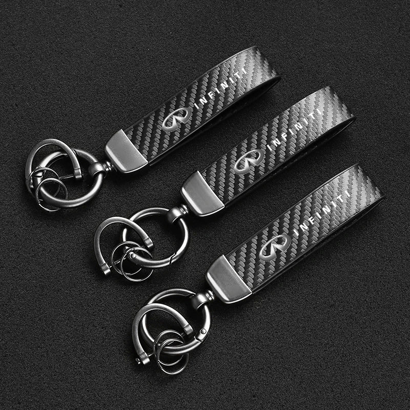 Car Carbon Fiber Style Keychain Microfiber Leather Key Chain For Infiniti QX55 QX50 QX60 Q50 Q70L QX30 QX80 Q60 Q70 QX70 Q30 Q60