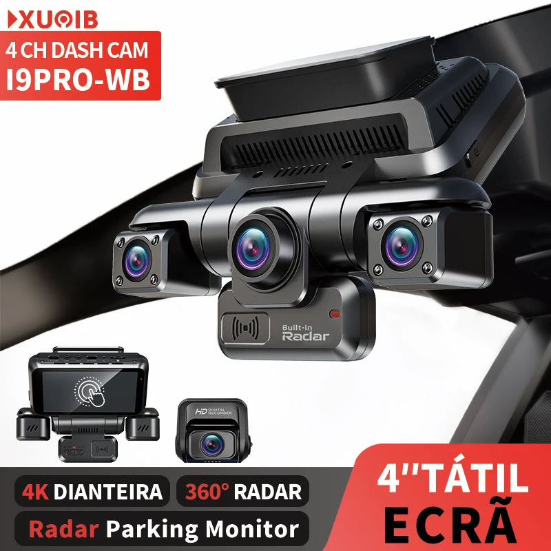 XUOIB 4CH GPS Dash Cam i9pro-wb Front 4K/2K+3*1080P for Car 360 DVR Camera 24H Parking Mode WiFi Video Recorder IR Night Vision