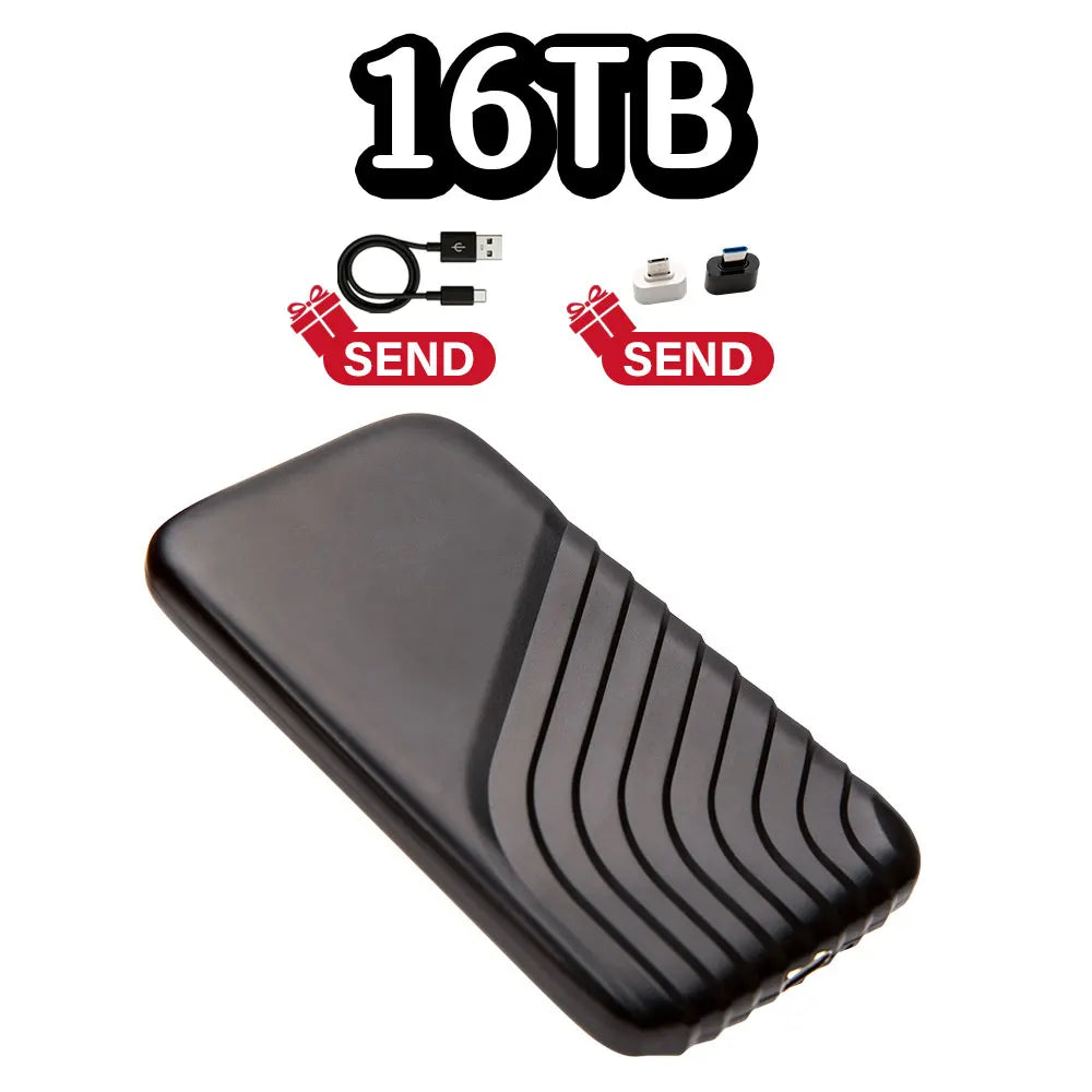 Portable Solid State Drive, brand new 16TB large capacity portable hard drive, external SSD USB3.1 suitable for laptops/MAC/PC