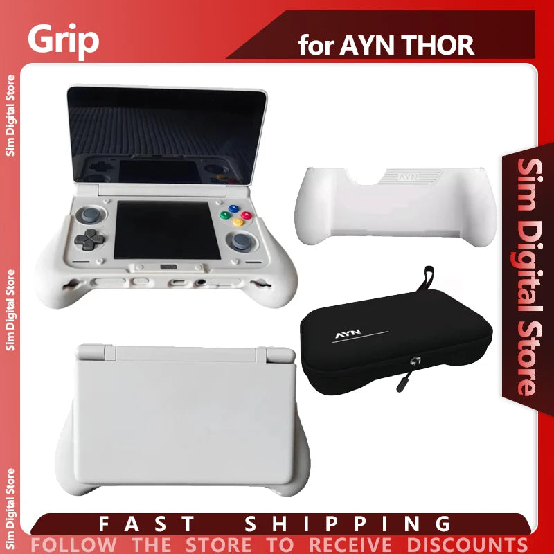 Offical AYN THOR Dual Screen Flip Game Console Grip With Storage Bag Portable AYN THOR Handheld Grip Game Control Stand Holder