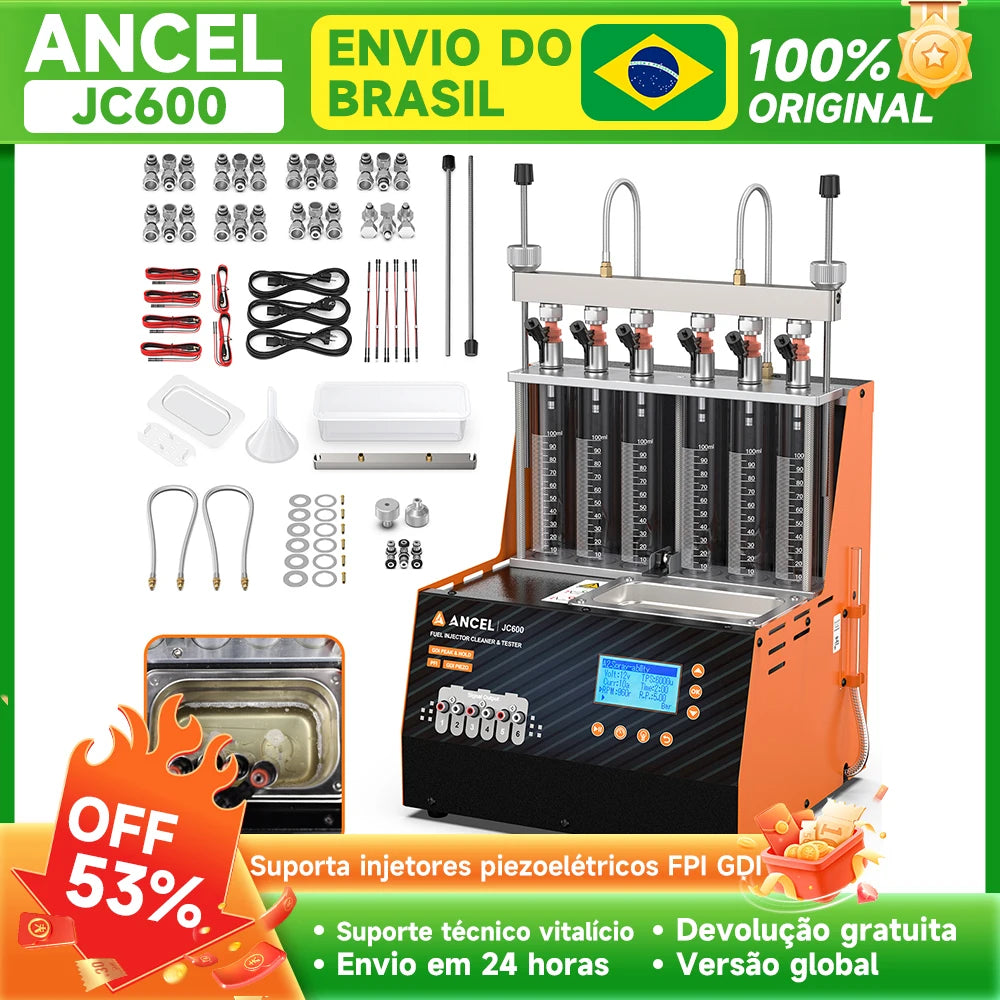 ANCEL JC600 GDI PIEZO Injector Cleaner Machine 6-Cylinder Ultrasonic Cleaning Nozzle Injectors Tester for Diesel Car Motorcycle